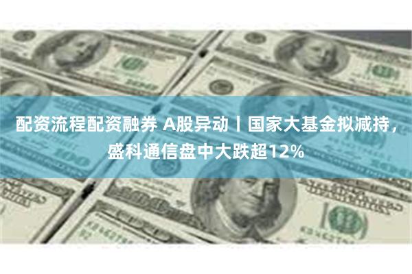 配资流程配资融券 A股异动丨国家大基金拟减持，盛科通信盘中大