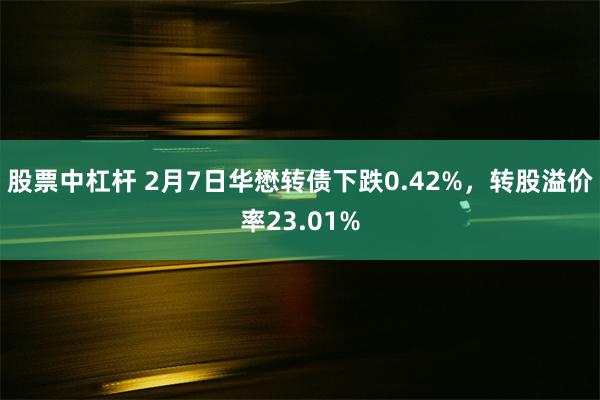 股票中杠杆 2月7日华懋转债下跌0.42%，转股溢价率23.